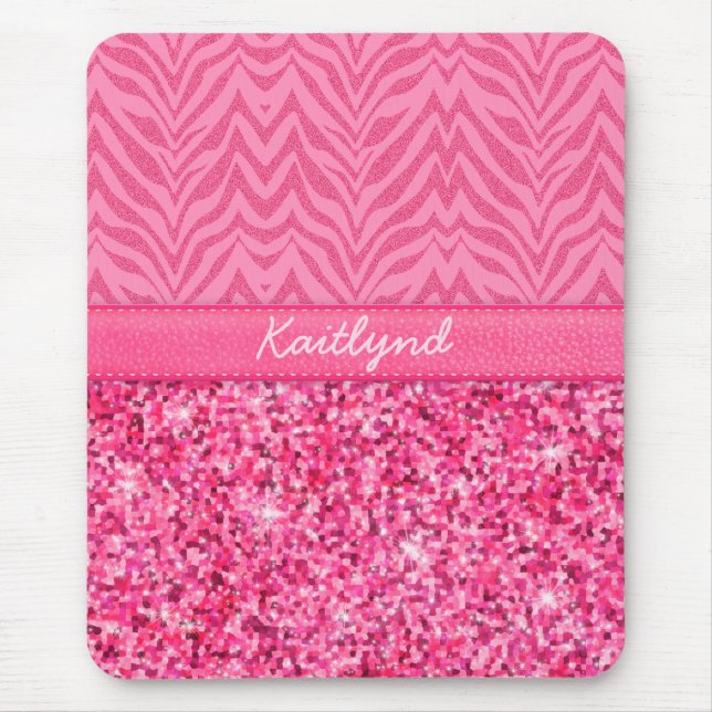 Mousepad Zebra cor-de-rosa chamativo (Frente)