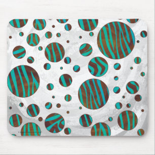 Mousepad Zebra de Bolinhas Marrom e Verde Teal