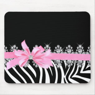 Mousepad Zebra de Delilah do diamante (rosa)