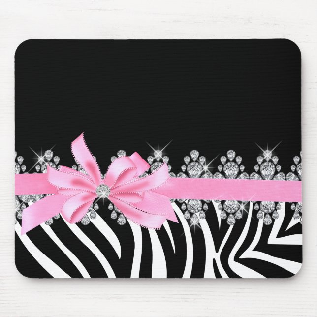 Mousepad Zebra de Delilah do diamante (rosa) (Frente)