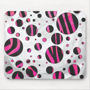 Mousepad Zebra do ponto de Piloka do rosa preto e quente