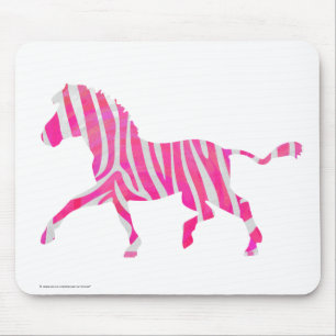 Mousepad Zebra Hot Pink and White Silhouette