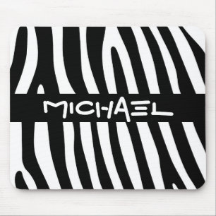Mousepad Zebra listra padrão preto & branco + suas ideias