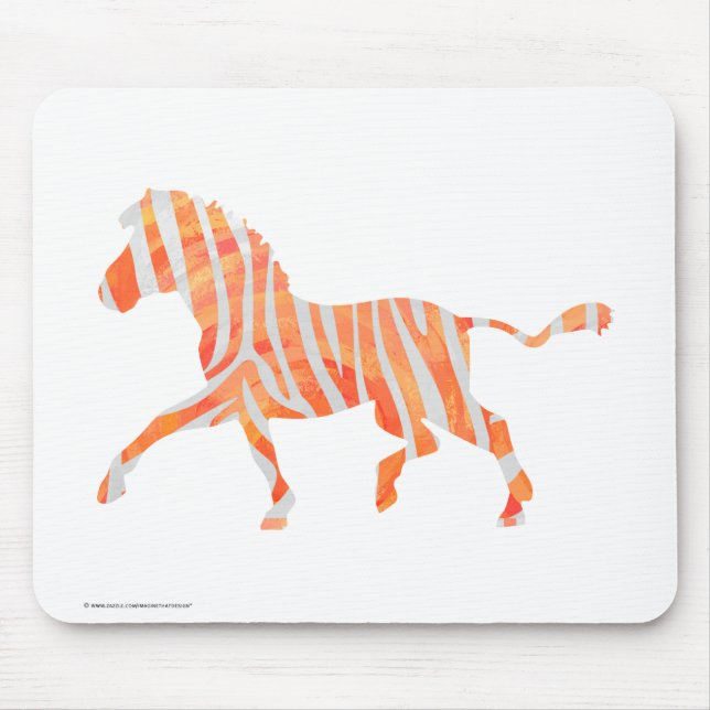 Mousepad Zebra Orange e White Silhouette (Frente)