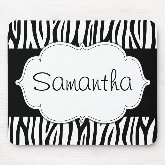 Mousepad Zebra preto e branco personalizada (Frente)
