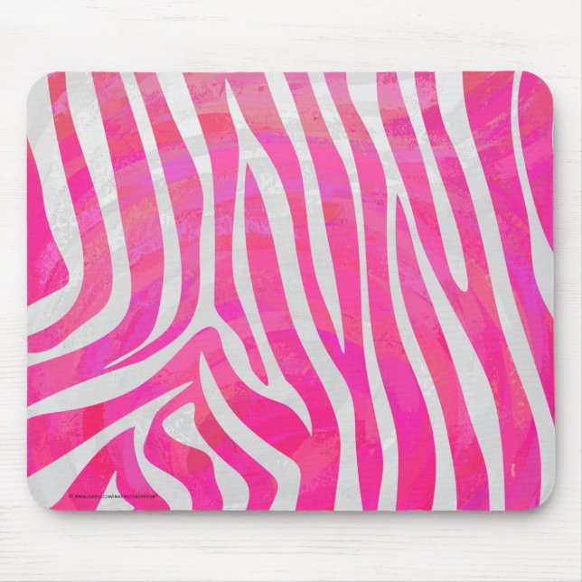 Mousepad Zebra, rosa-quente e Impressão branco (Frente)