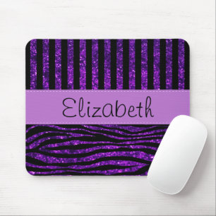 Mousepad Zebra Roxa, Brilhante, Strips Roxos, Seu Nome