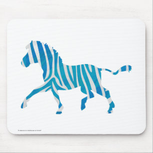 Mousepad Zebra Silhouette Azul e Branco