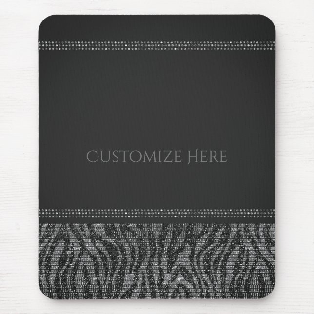 Mousepad Zebra Sparkle Sequins Glam Chic Modern Glamor (Frente)