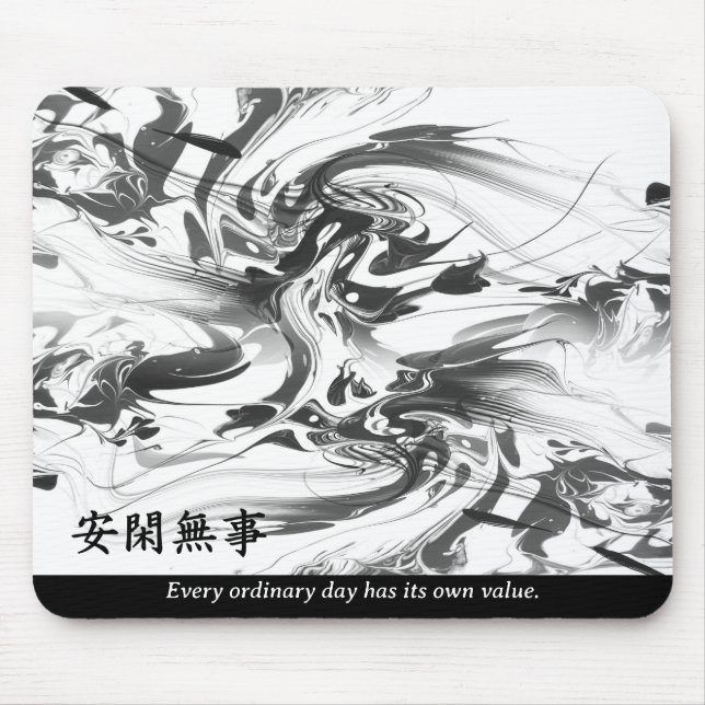 Mousepad Zen Quote Monocromo Oriental Kanji (Frente)