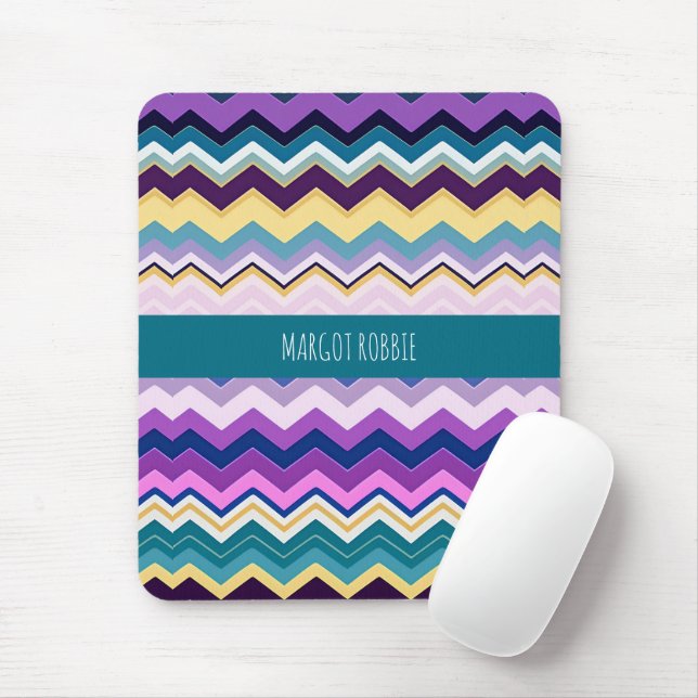 Mousepad Zig Zagging Pastel Violet Retro Padrão (Com mouse)