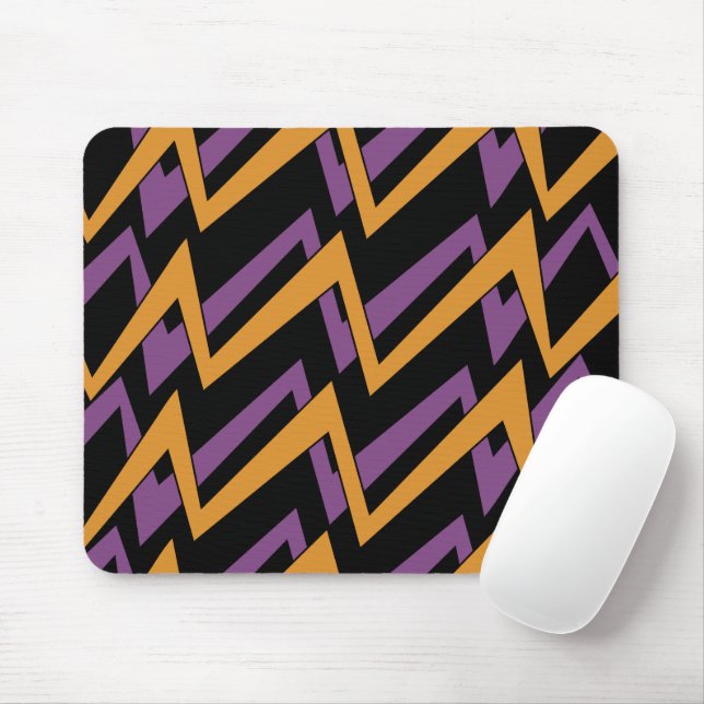 Mousepad Zig Zags de Halloween Laranja Roxo (Com mouse)