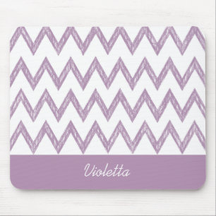 Mousepad Ziguezagues roxos de Chevron do lápis na moda com