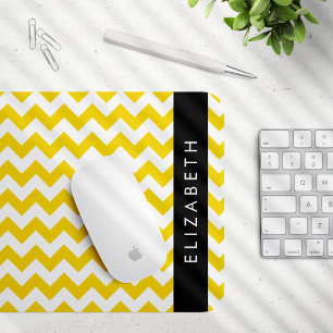 Mousepad Zigzag Amarelo, Chevron Amarelo, Seu Nome