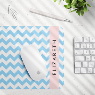 Mousepad Zigzag Azul, Chevron Azul, Padrão De Onda, Seu Nom