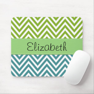 Mousepad Zigzag Azul, Zigzag Verde, Chevron, Seu Nome