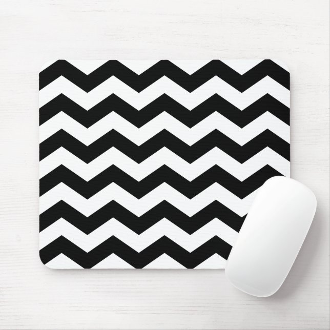 Mousepad Zigzag Chevron Preto E Branco (Com mouse)