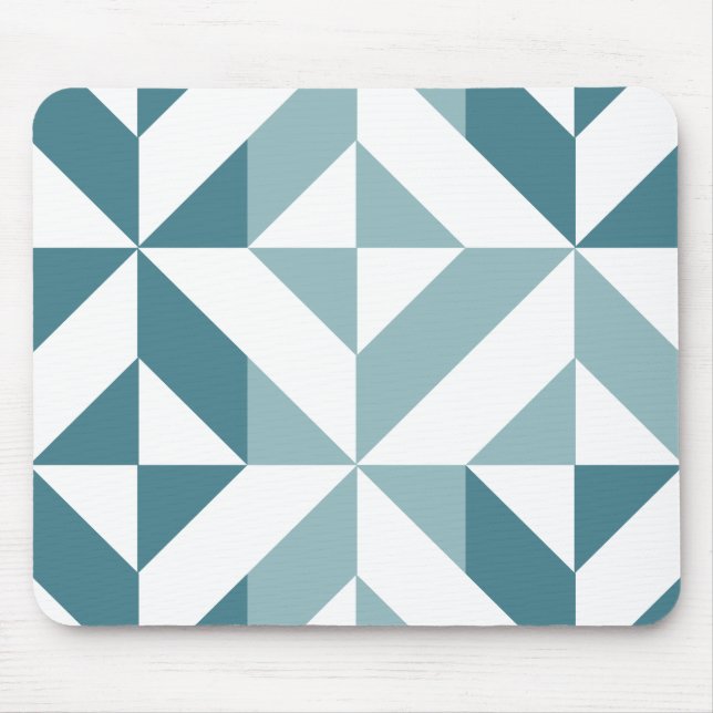 Mousepad ZigZag Geométrico com Duas Pontas Verde Teal (Frente)