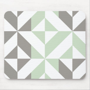 Mousepad ZigZag Geométrico de Sage Green e Silver