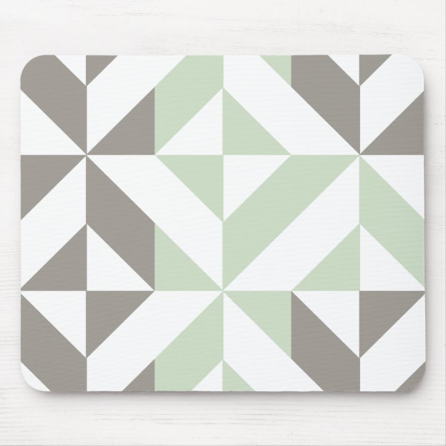 Mousepad ZigZag Geométrico de Sage Green e Silver (Frente)