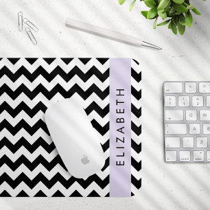 Mousepad Zigzag preto-e-branco, padrão Chevron, seu nome