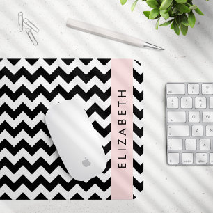 Mousepad Zigzag preto-e-branco, padrão Chevron, seu nome
