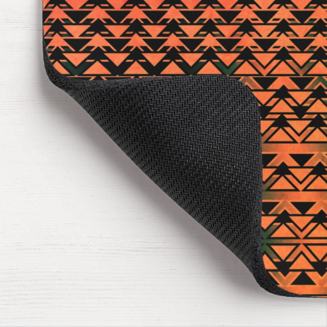 Mousepad ZigZag triângulos e geometria em laranja a sepia (Canto)