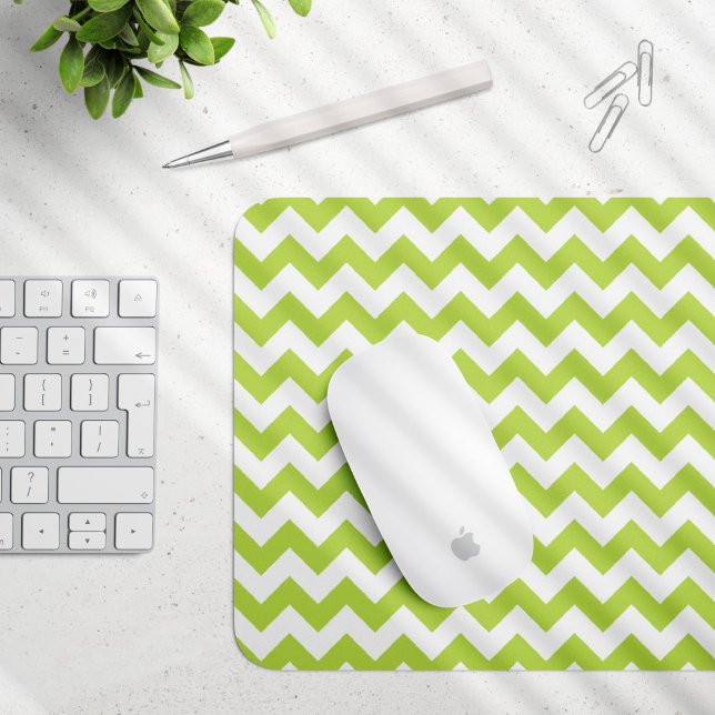 Mousepad Zigzag Verde, Chevron Verde, Padrão Geométrico (Criador carregado)