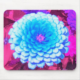 Mousepad Zinnia Azul bonito no Jardim de Verão Roxo