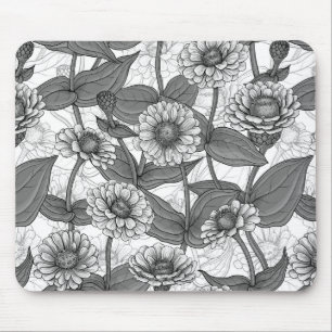 Mousepad Zinnias, monocônimo de branco