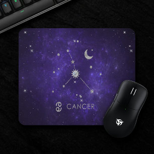 Mousepad Zodiac Cancer Roxo Astrologia Cósmica Horoscópio