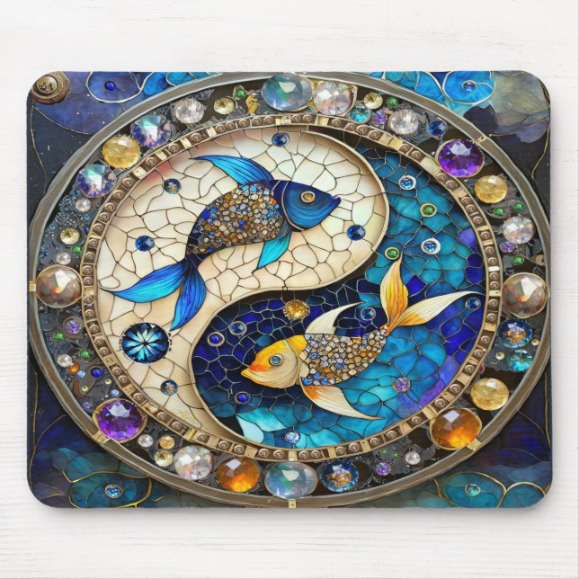 Mousepad Zodiac - Peixes Fish Yin e Yang (Frente)