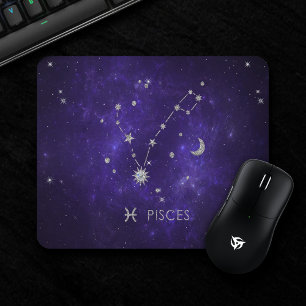 Mousepad Zodiac Peixes roxos Astrologia Cósmica Horoscópi