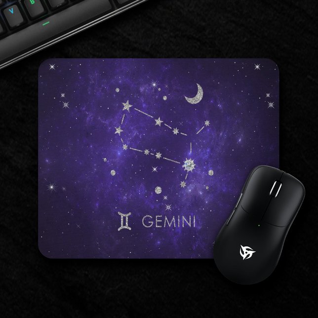 Mousepad Zodiac Purple Gemini | Astrologia Cósmica Horoscóp (Criador carregado)