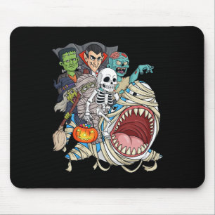 Mousepad Zombie Riding Mummy Shark Vampire Halloween Pumpki