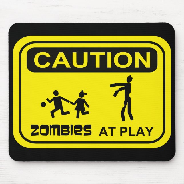 Mousepad Zombis no design do AMARELO do sinal do cuidado do (Frente)