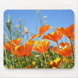 Mousepad Zomers gevoel van wilde oranje bloemen.