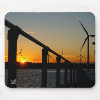 Mousepad Zonsondergang met windmolen, Rustgevend relaxt.
