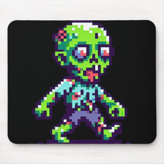 Mousepad zumbi engraçado de Halloween de 8 bits  (Frente)