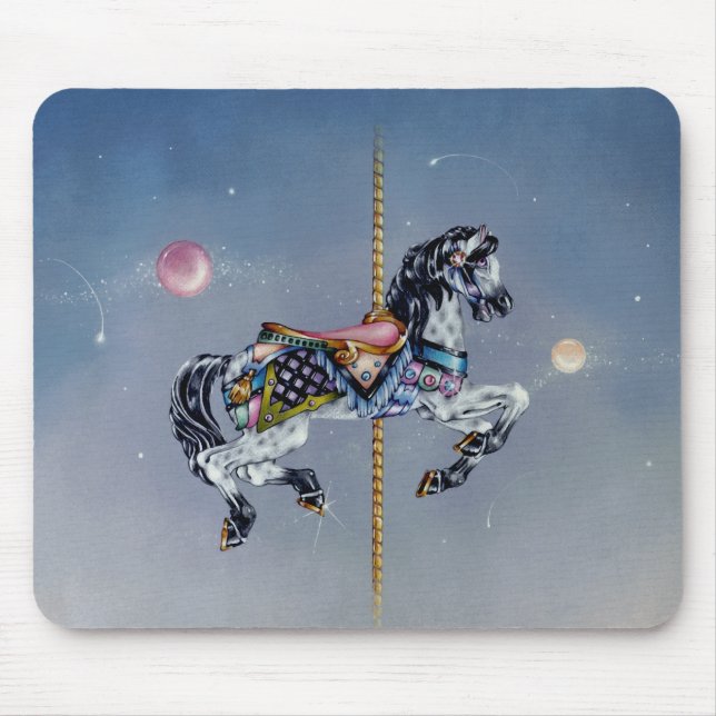 Mousepads - cavalo cinzento do carrossel da égua (Frente)