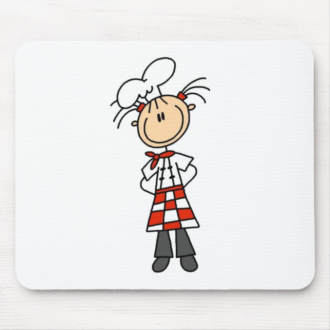 Mousepads de Garota Chef em Figuras Simples (Frente)