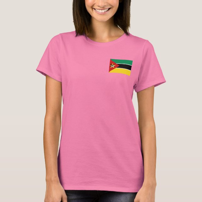 Mozambique Flag and Map dk T-Shirt (Frente)
