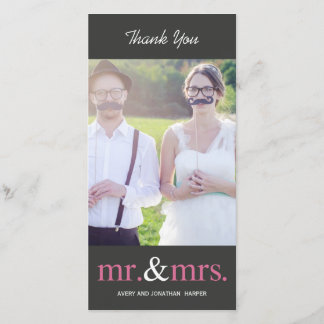 MR E SRA. Casamento Obrigado Cartões - Cinzas