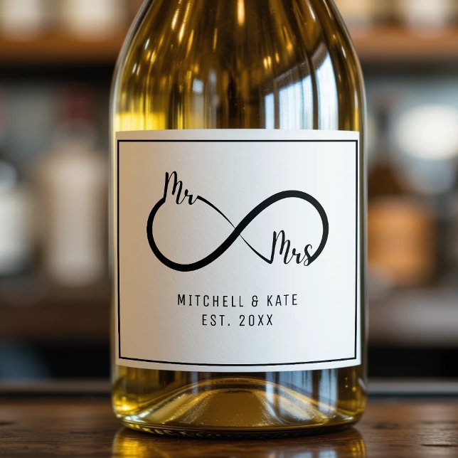 Mr & Mrs Infinity Symbol Wedding (Mr & Mrs Infinity Symbol Wedding Sparkling Wine Label
)