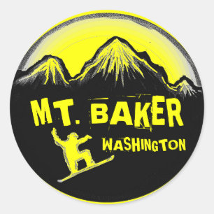 Mt. Baker Washington, autocolantes amarelos do sno