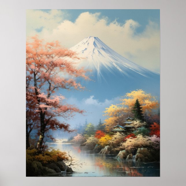 Mt. Fuji Impressão de Arte Japonês (Frente)
