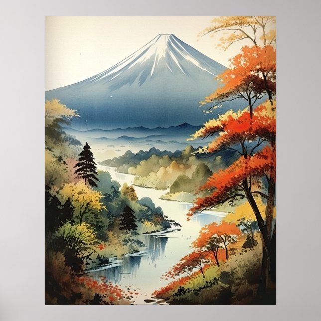 Mt. Fuji Impressão de Arte Japonês (Frente)