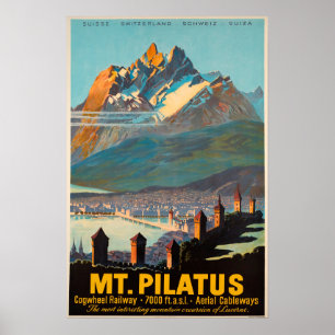 Mt.Pilatus, suiça, poster de viagens