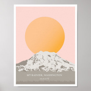 Mt Rainier Washington Impressão Minimal