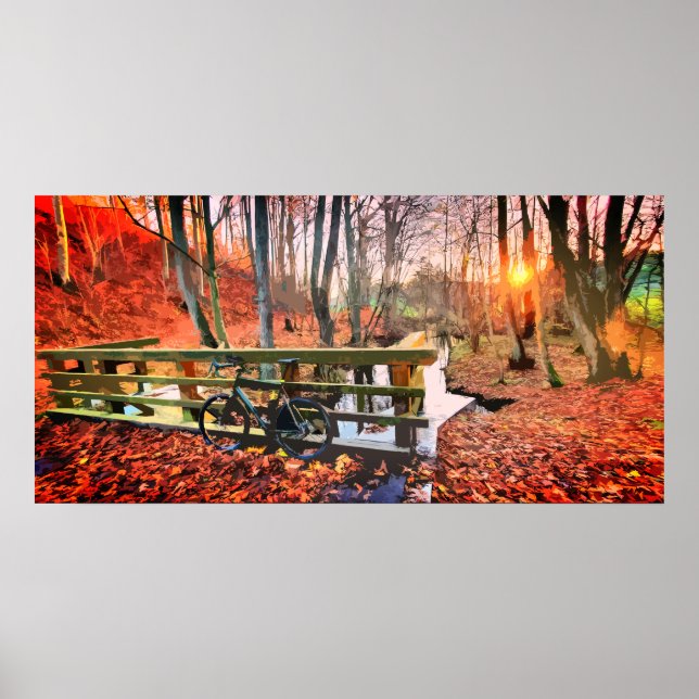 MTB Gravel em madeira pastel poster (Frente)